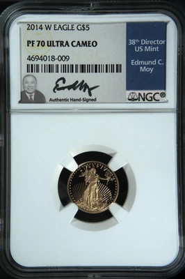 2014-W  $5 Gold American Eagle--1/10 oz--NGC PR70--Edmund C. Moy Signed - Image 1 of 4