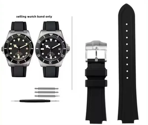 Rubber Watch Strap For Tudor Pelagos 22mm 12mm Black Pin Buckle Diver - Picture 1 of 7
