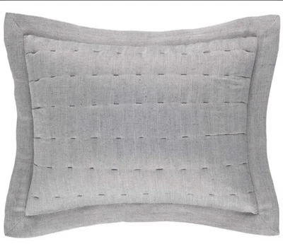 Almohada acolchada Pine Cone Hill Annie Selke Bruselas falsa negra plateada nueva con etiquetas - King Foto 1 de 4