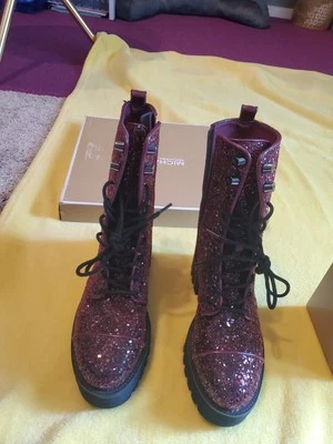 Botines de combate Michael Michael Kors Bryce suela Lug para mujer gruesos brillo 6,5 Foto 1 de 4