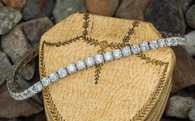Round Lab Created Diamond 7Ct Women's 7" 10K White Gold Tennis Bracelet for Gift - Image 1 of 4