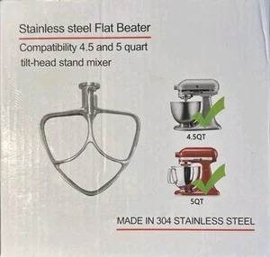 Edelstahl Flachrührbesen für 4,5 und 5 Quart Kippkopf Standmixer NEU - Bild 1 von 1