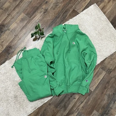 Champion Reverse Weave Women's Size M/L Green Sweatsuit Sweatpants Hoodie Set - Image 1 of 4