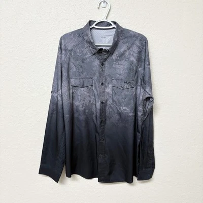 Camisa de Pesca HUK Performance Manga Larga Negra Botón Talla L Exterior Barco Foto 1 de 4