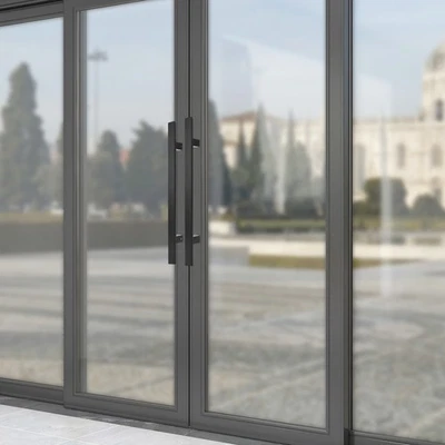 Manija de puerta de doble cara de acero inoxidable, manija de puerta en forma de H Foto 1 de 4