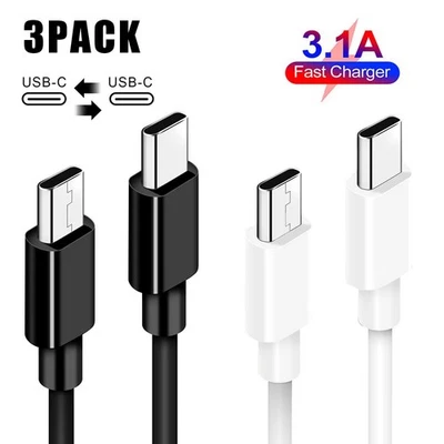 Paquete de 3 cables rápidos USB-C a USB-C de 3 pies cable de carga tipo C cargador rápido Foto 1 de 4