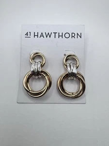 41 Weißdorn gold und silberfarbene ineinandergreifende Creolen Modeklassiker - Bild 1 von 5