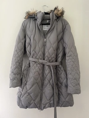 Abrigo Eddie Bauer Plumón de Ganso Mujer Ártico XXL Gris Parka Piel Sintética Forrada Capucha Foto 1 de 4