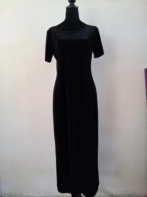 Vintage Studio Ease Women's Black Size 6 Petite Maxi Dress Short Sleeve - Image 1 of 4