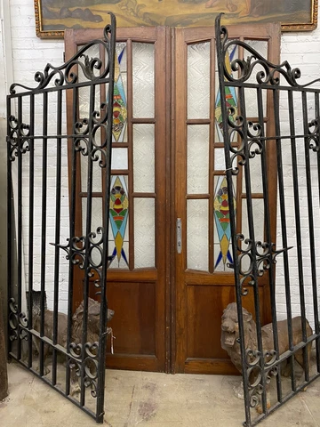 Art Deco Stain Glass Doors Frank Loyd Wright Style 94.5x28.25 Cover