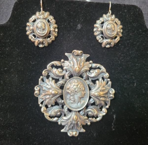Sterling Silver Brooch with matching Earrings - Picture 1 of 4