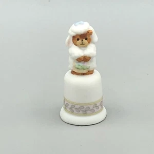 Vintage 1987 Enesco Lucy Rigg Thimble Bear Dressed As Lamb Or Sheep Costume - Picture 1 of 8