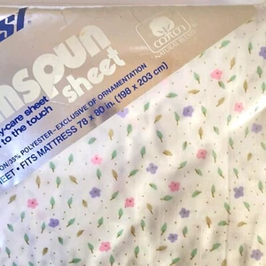 Vtg King Size Fitted Sheet Fieldcrest Fine Combed Percale Floral New Old Stock - Picture 1 of 7