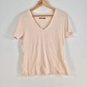 J brand womens t shirt size M peach beige short sleeve Vneck cotton 054983 - Picture 1 of 9