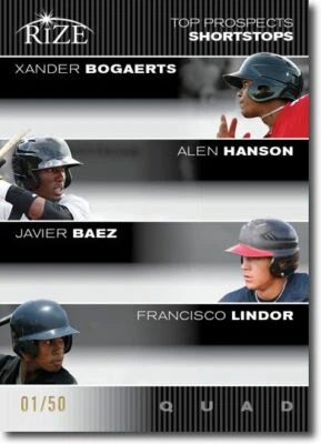 Xander Bogaerts 2012 * Alen Hanson * Javier Baez * Francisco Lindor Rize RC #/50 Foto 1 de 2