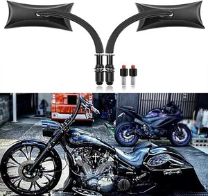 8mm Black Motorcycle Sportster Mirrors for Harley Road King Street Electra Glide - Picture 1 of 7