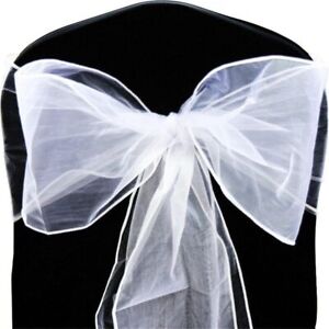 WIDER FULLER BOWS 1 PC Bow Sash Chair Cover Wedding Party Organza Sashes