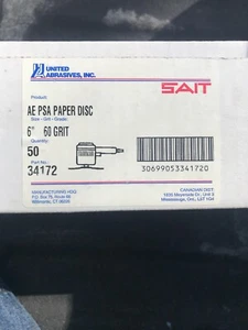 UNITED ABRASIVES-SAIT 34172 PSA Disc 60 Grit 6” AlumOxide 50PK - Picture 1 of 2