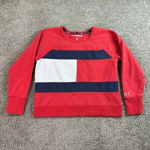 Tommy Hilfiger Sport Sweatshirt Boys Medium Red Flag Logo Pullover Crewneck - Picture 1 of 9