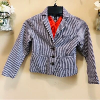 Jaqueta/blazer listrado feminino Tommy Hilfiger tamanho 4T Seersucker Páscoa - Imagem 1 de 4