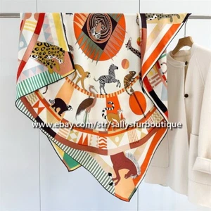 2025 Sallys 70% Cashmere 30% Silk Stole Animal Print Double Face Scarf Shawl 53" - Picture 1 of 78