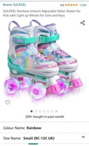 SULIFEEL Rainbow Unicorn Adjustable Roller Skates (Small 9C -12C UK) - Picture 1 of 1