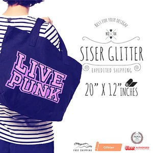 Siser Glitter Heat Transfer Vinyl 20" x 12" Sheet ** SELECT FROM 42 COLORS ** - Picture 1 of 50