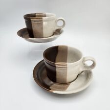 Mikasa Potters Art Flat Cup Saucer Ben Seibel Design Studio Kiln Set 2