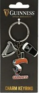 Guinness Keyring with Toucan, Harp and Pint charms . Licensed Guinness product - Picture 1 of 1