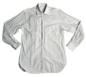 Camicia elegante Ermenegildo Zegna uomo grande L con bottoni cotone bianco griglia a quadri - Foto 1 di 12
