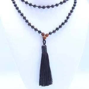 Garnet Mala Bead Strand Necklace - Picture 1 of 3