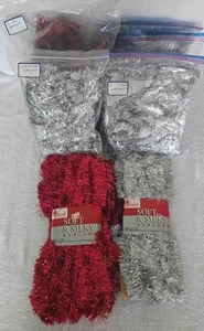 Garland Soft & Silky by Young Craft-Approx. 55ft Red and 84ft Silver Garland - Picture 1 of 6
