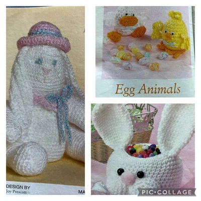 Cesta de conejito de Pascua ~ conejito cómodo ~ animales de huevo ~ ganchillo favorito de Annie’s abril de 2005 Foto 1 de 4