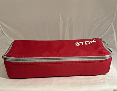 Vintage Red TDK Cassette Tape Holder Carrying Case portable travel Music - Image 1 of 4