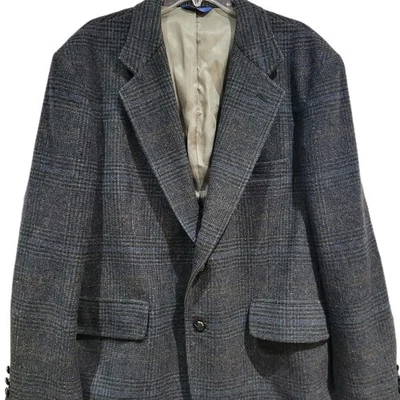 Mens Pendleton Virgin Wool Sport  Coat Blazer Size 46 Plaid Tweed Blue Grey  - Image 1 of 4