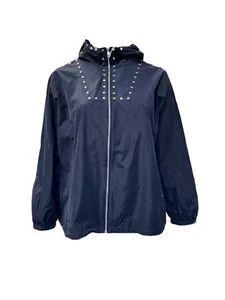 Marina Rinaldi Women's Navy Tabella Zipper Closure Rain Coat Size 20W/29 NWT - Picture 1 of 3