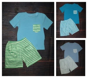 NEW Boutique Boys Pocket Shirt Striped Shorts Outfit Set - Picture 1 of 6