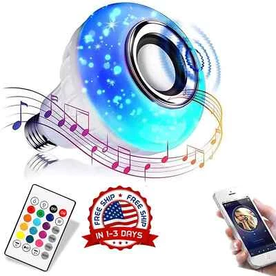Altavoz inalámbrico Lampara Bluetooth E27 Bombilla LED Música RGB de 12 Colores - Image 1 of 4