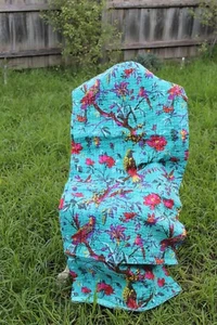 Bird Print Cotton Kantha Quilt Indian Handmade Queen Size Bed Cover Throw - Imagen 1 de 4