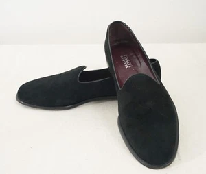 Vintage Barneys New York Dress Slippers 11.5 Black Suede Evening Slip On Loafers - Picture 1 of 14