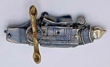 Rare J. FRED WOELL Sterling Silver "Anti-Jewelry" Brooch w/ brass propeller 