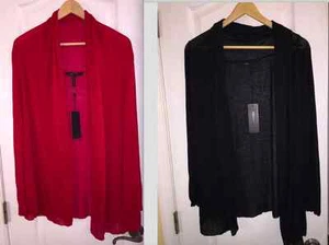 Nwt BCBGMAXAZRIA Calypso Schwarz St Barth Strickjacke Kittel Pullover Damen L - Picture 1 of 7
