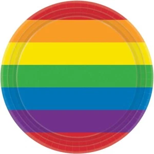 Rainbow 7 Inch Plates Paper 8 Per Pack Rainbow Tableware Party Supplies - Picture 1 of 1