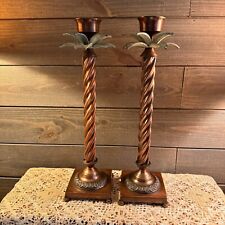 Z Gallerie Palm Tree Twisted Copper 18” Candle Sticks Pair Of 2