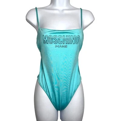 Moschino Mare Turquoise Rhinestone Embellished One-Piece Swimsuit Medium - Image 1 of 4