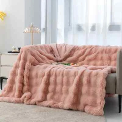 Winter Luxury Imitation Fur Plush Blanket Warm Soft Throw Blanket Bed Sofa Cover - Image 1 of 4