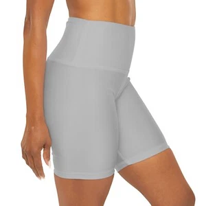Light Gray - High Waisted Yoga Shorts (AOP) - Picture 1 of 55