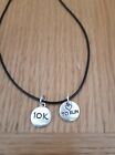 Love To Run Heart & 10K Silver Pendants Black Cord Necklace Free Gift Tag & Bag