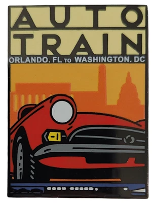 Pin de solapa de coleccionista esmaltado convertible tren automático Amtrak ruta de Orlando a DC Foto 1 de 4