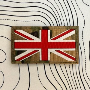 Uk Flag Patch Multicam And White And Red Fabric - Picture 1 of 1